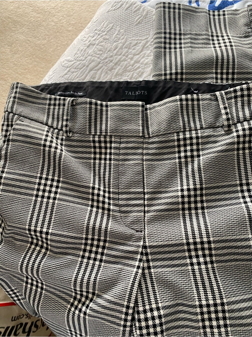 Talbots Hampshire ankle Black and White Plaid women's Dress Pants